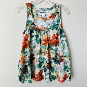 Anthropologie Meadow Rue Floral Sheer Layered Tank Top